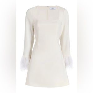LIKELY Cher Feather Cuff Mini Dress White Size 8 White Bridal